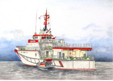 Kunstdruck SK Hermann Marwede mit Tochterboot Verena W II