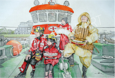 Kunstdruck "Kinder mit Sammelschiffchen"