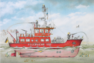 Kunstdruck Feuerlöschboot