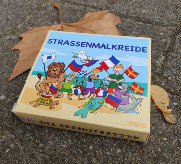 Straßenmalkreide-Set mit aufgedrucktem Flaggenalphabet