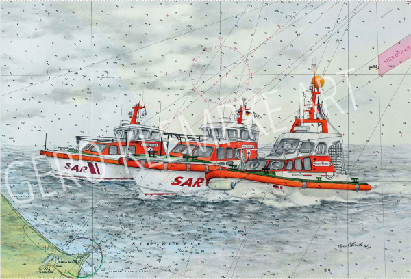 Kunstdruck 3 Seenotrettungsboote